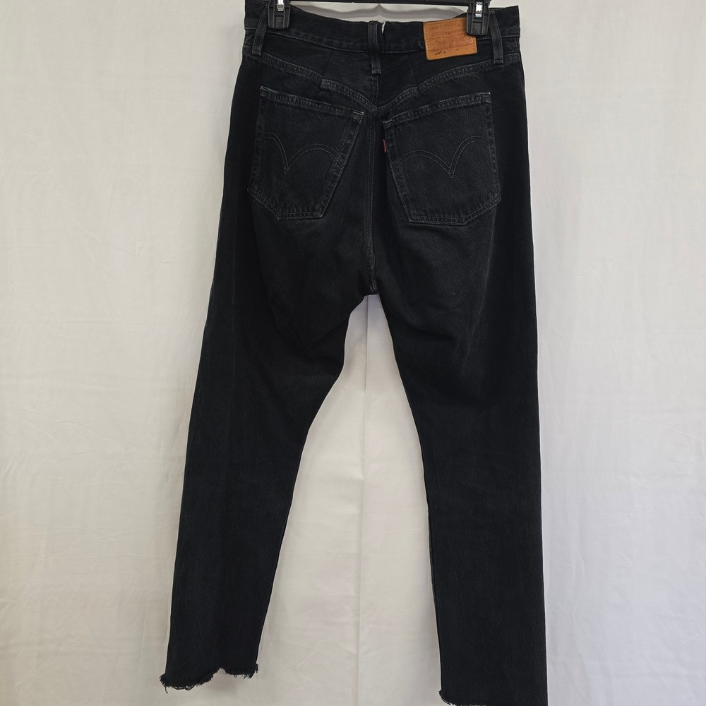Levis 501 S Skinny Jeans Womens Black Distressed High Rise Denim W30/28 - Picture 5 of 9